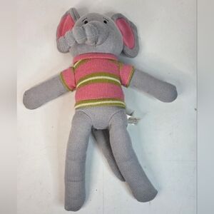 2009 Dan Dee Collector's Choice 18" Gray Sock Elephant Knit Plush